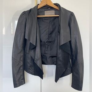 Bod & Christensen draped front genuine leather jacket